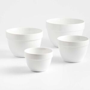 Crate & Barrel Aspen White Rimmed Ceramic Mixing Bowls, Set of 4